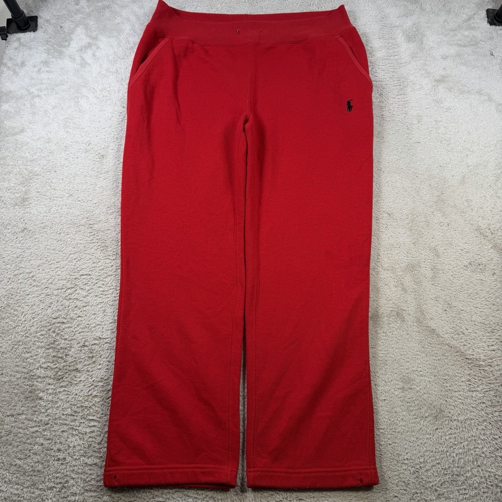 Vintage Polo Ralph Lauren Sweatpants Mens Large Red Pony Fleece Casual Joggers